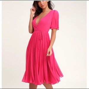 Hot Pink Lulus pleated dress